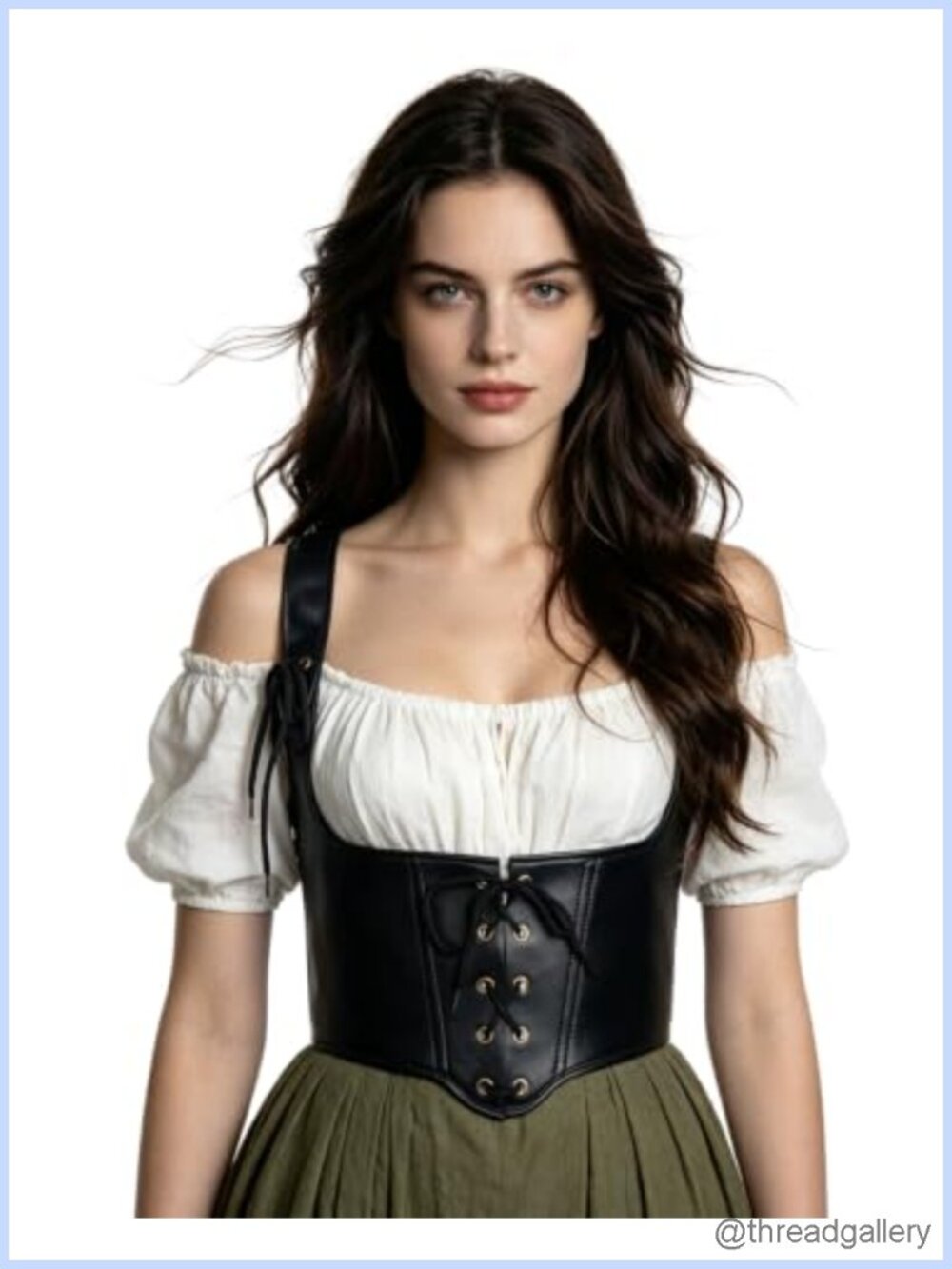 Womens Faux Leather Underbust Corset Belt Renaissance Waist Cincher
